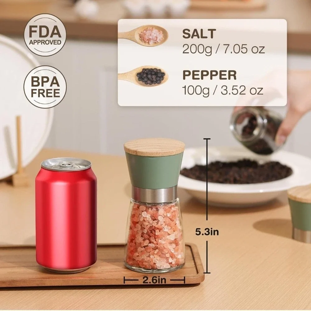 VUCCHiNi Salt  and Pepper Grinder Set -adjustable Coarseness